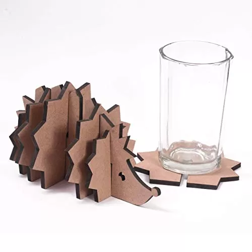 DIY MDF Hedgehog Holder with Coasters - Set of 6 / Hedgehog Coasters/for Craft/Activity/Decoupage/ting/Resin Work, 3 image