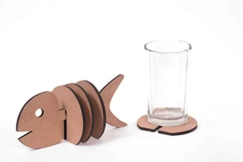 DIY MDF Fish Holder with Coasters - Set of 4 / Fish Coasters/for Craft/Activity/Decoupage/ting/Resin Work, 2 image