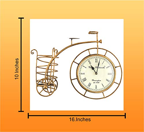 S.W.H Modern Clock Pen Holder Bicycle Design Desk Clock Desktop Metal Clock Easy To Read Office Supplies 