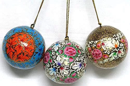 Balls3" SizeChristmas BaublesSet of 12.Kashmiri HangingsChristmas Ball Ornaments Christmas DecorationsTree Ornaments Hooks Included, 5 image