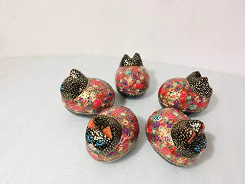 Cat box set of 5 4 inch size handmade cat box hand painted cat box box with lid from India, 2 image