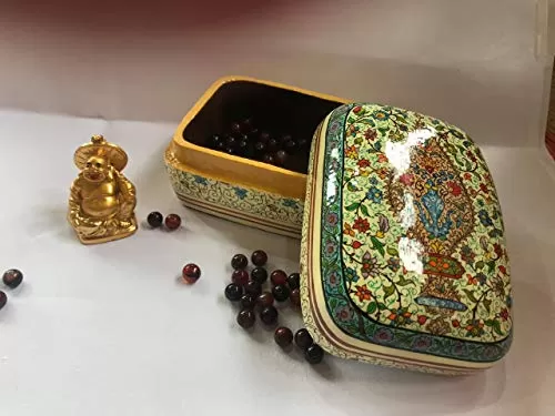 Carpet design boxbox handmade dryfruit box kashmiri handicraftsHand Painted Kashmiri Craft Decorative Multi-Purpose Storage Box for Jewellery Tie Clip Clasp Cufflinks Or Gift Someone, 2 image