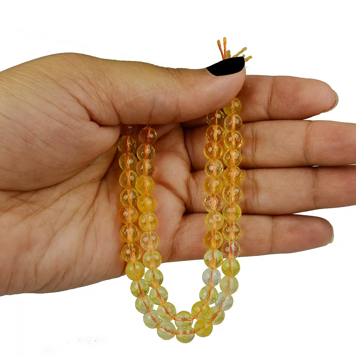 Citrine Loose Beads Diamond Cut 6 mm Stone Beads for Jewellery Making Bracelet Beads Mala Beads Crystal Beads for Jewellery Making Necklace/Bracelet/Mala, 2 image