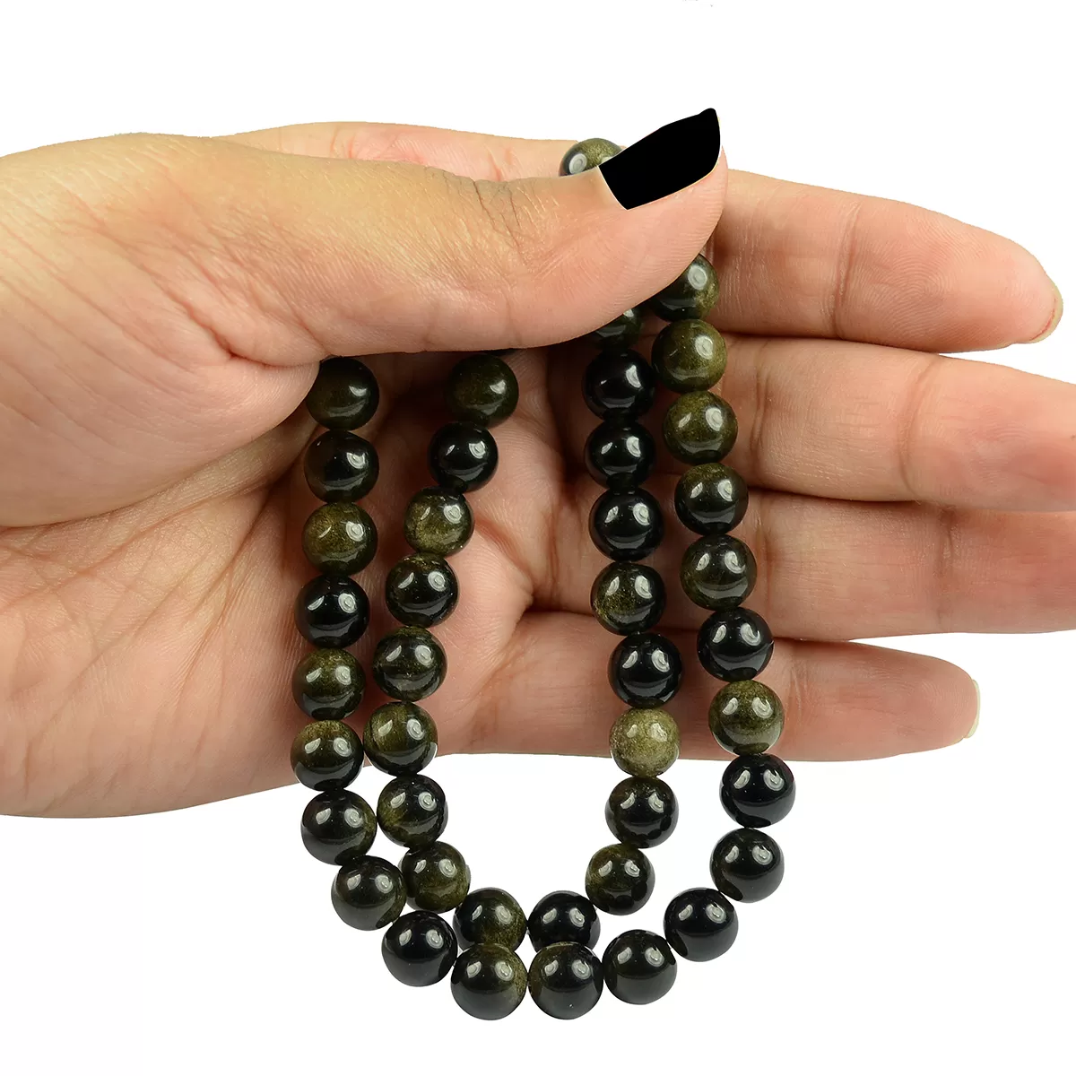 Black Obsedian Loose Beads Crystal 8 mm Stone Beads for Jewellery Making Bracelet Beads Mala Beads Crystal Beads for Jewellery Making Necklace/Bracelet/Mala, 2 image