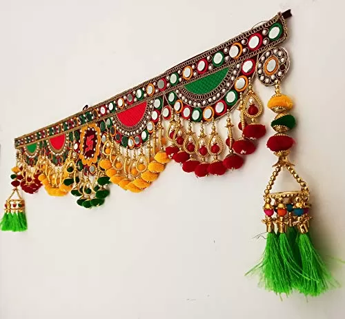 Traditional Multi Zula Pearl Beads Handmade Door Hanging/Bandarwal/Toran for Door Traditional Bandarwal for Door 37" inch Length, 5 image
