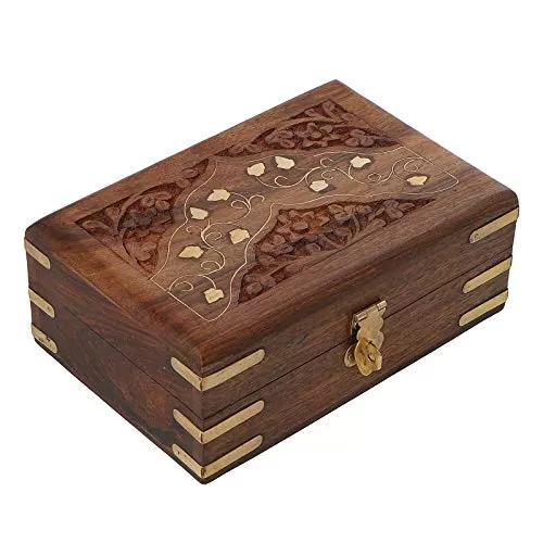 Wood Jewellery Box (6 x 4 x 2 inch Brown), 2 image
