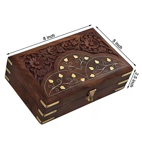 Wooden Designer Handcarved Jewellery Box Jewel Storage Organizer Great Gift Ideas, 3 image