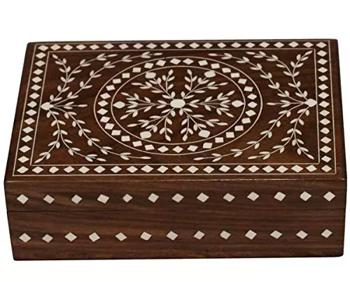 Handicrafts Wooden Jewellery Box for Women | Jewel Organizer Box Hand Carved Carvings (8 inches) Gift Items, 5 image