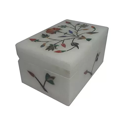 White Stone Inlaid Rectangle Box 3x2 inch, 3 image