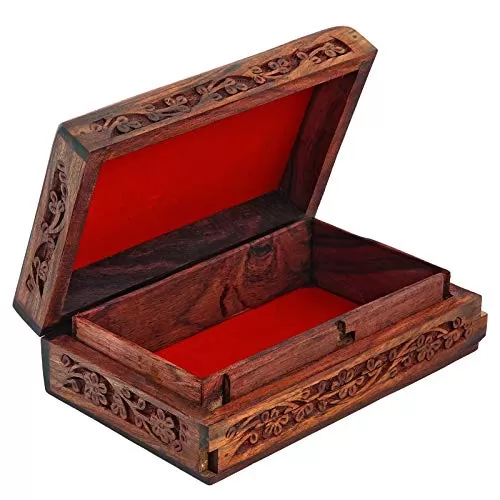 Toolart Wooden Jewellery Jewel Storage Box Organizer for Women and Men (6 x 4 x 2.5 Inch), 4 image