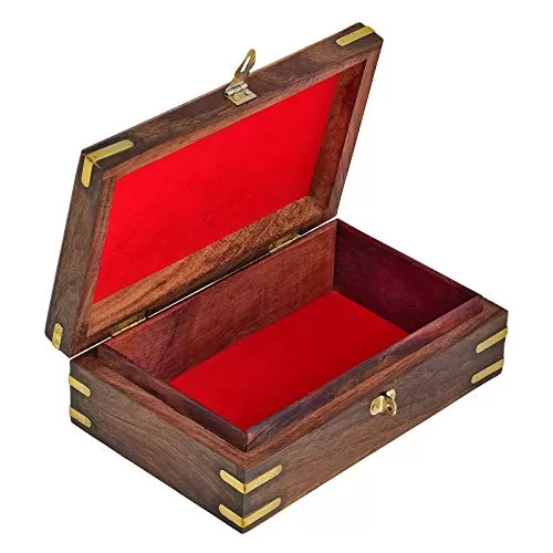 Wood Jewellery Box (6 x 4 x 2 inch Brown), 3 image