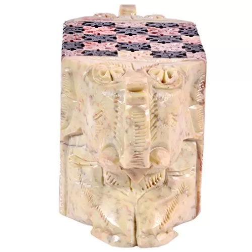 Soap Stone Carved Jewellery Box Chess Style (21cm x8.5cm x10cm), 2 image