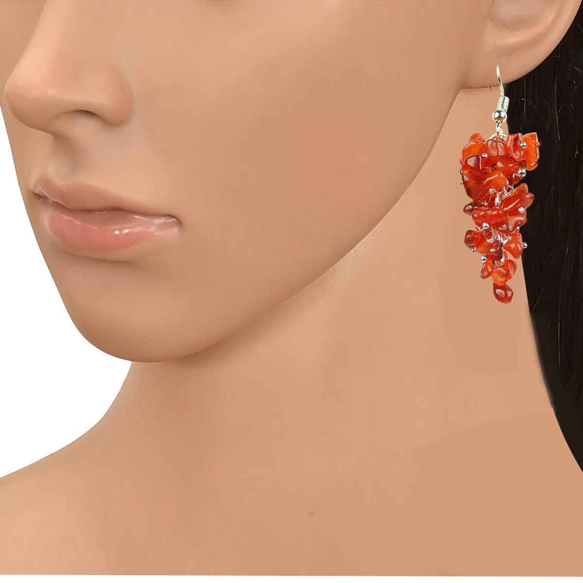 Carnelian Earrings Natural Chip Beads Earrings for Women, Girls (Orange), 2 image