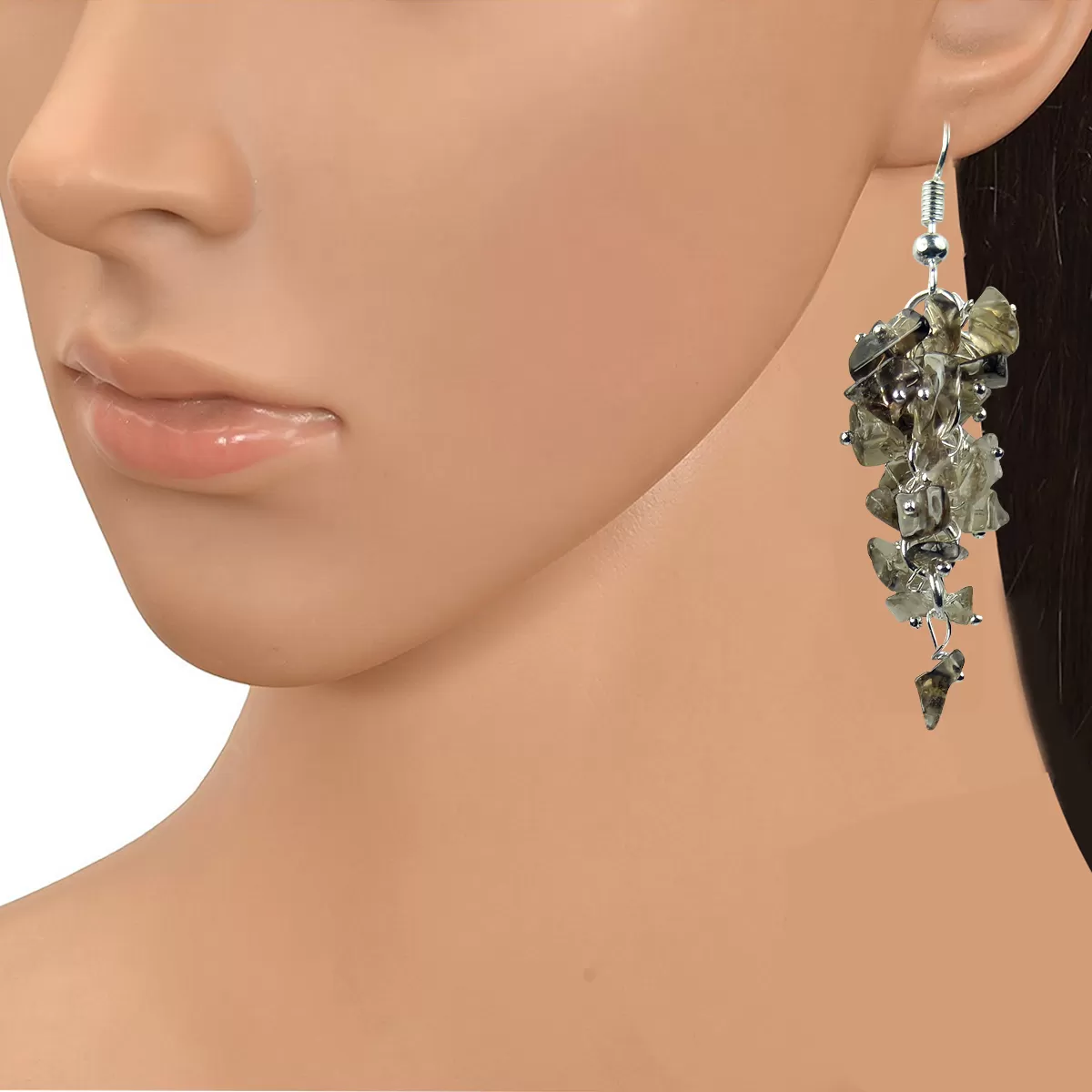 Smoky Quartz Earrings Natural Chip Beads Earrings for Women, Girls Brown, 2 image
