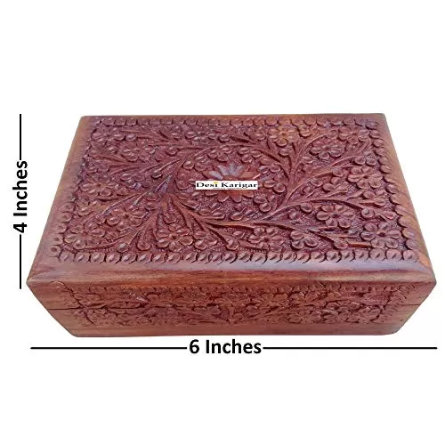 Wooden Jewellery Box Fine Kashmiri Carving Decorative Handicraft Gift Item, 6 image