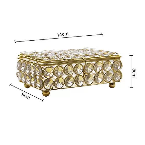 Rectangle Large Crystal Jewellery Box Gold, 4 image