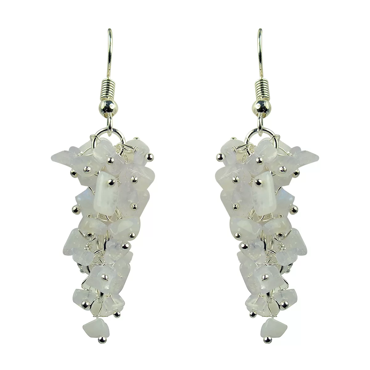 Rainbow Moonstone Earrings Natural Chip Beads Earrings for Women, Girls White, 2 image