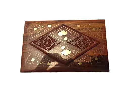 Set of Three Jewellery Boxes with Brass and Carved Work, 3 image