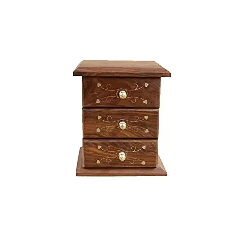 Wooden Mini Cabinet 3 Drawer Jewellery Box Decorative Handicraft Gift Item (4x2.5x6 Inches), 2 image