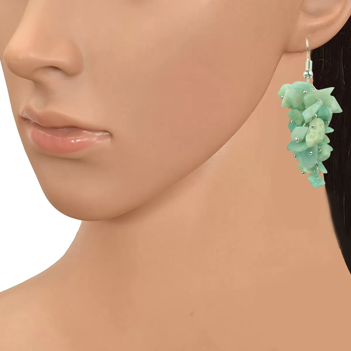 Amazonite Earrings Natural Chip Beads Earrings for Women, Girls (Light : Green), 2 image