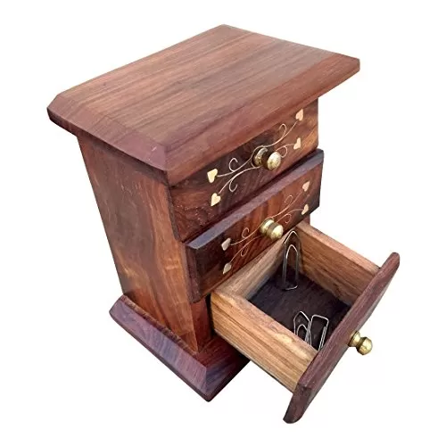 Wooden Mini Cabinet 3 Drawer Jewellery Box Decorative Handicraft Gift Item (4x2.5x6 Inches), 3 image