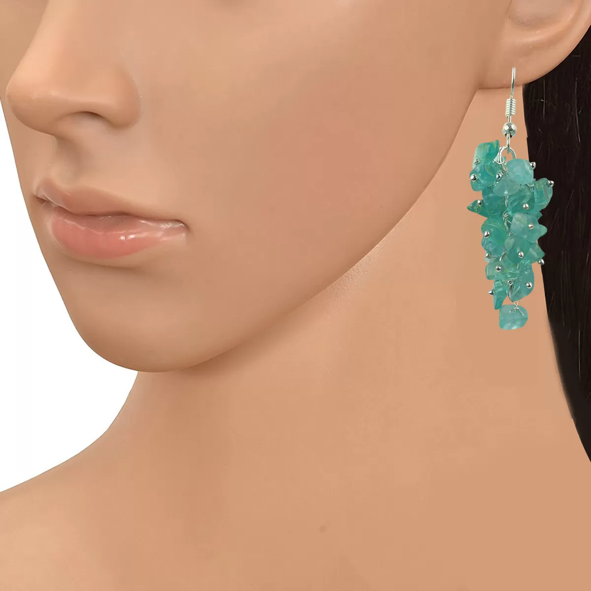 Apatite Earrings Natural Chip Beads Earrings for Women, Girls (Blue), 2 image