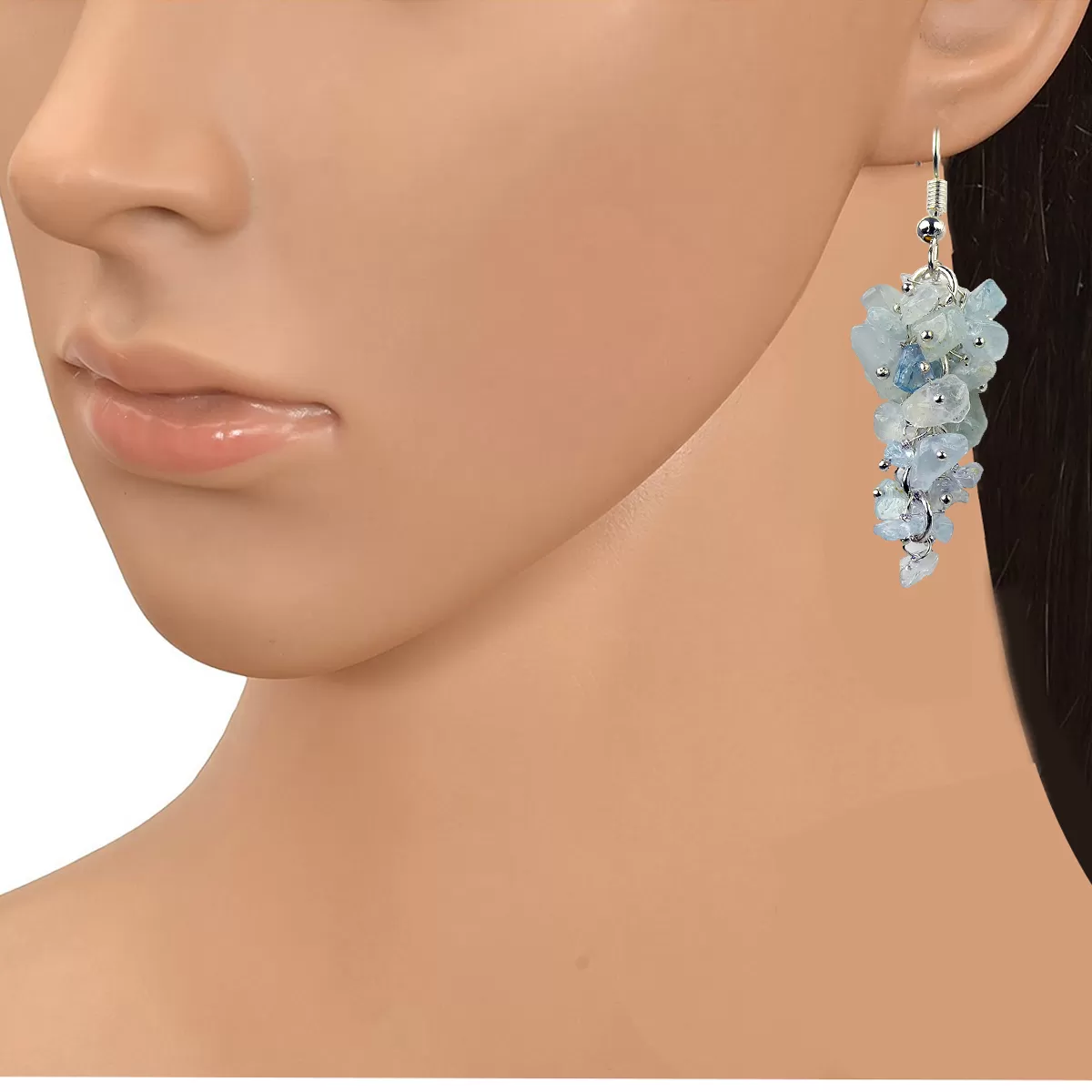 Aquamarine Earrings Natural Chip Beads Earrings for Women, Girls (Light : blue), 2 image