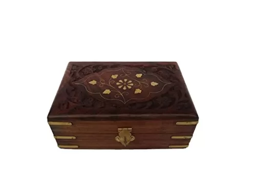Set of Three Jewellery Boxes with Carving & Brass Work, 4 image