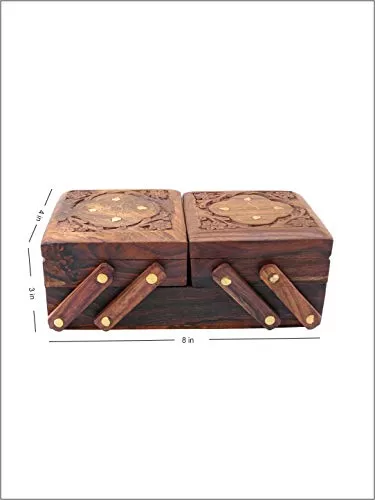 Handicrafts Wooden Jewellery Box | Wooden Flip Flop Jewel Storage Box for Women| Girls| Gifts, 6 image