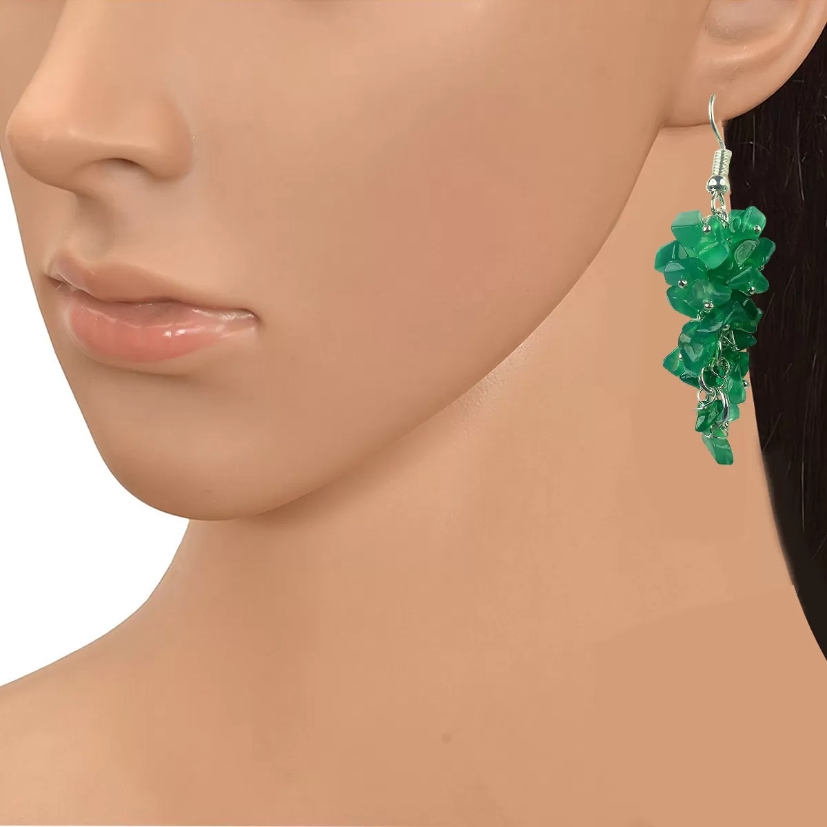 Green Onyx Earrings Natural Chip Beads Earrings for Women, Girls (Green), 2 image