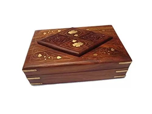 Set of Three Jewellery Boxes with Brass and Carved Work, 2 image