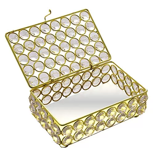 Rectangle Large Crystal Jewellery Box Gold, 3 image