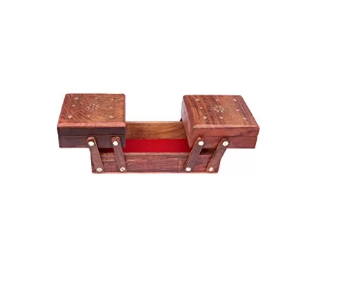 Jewellery Box for Women Wooden Flip Flap Handmade Gift 8 Inches, 3 image