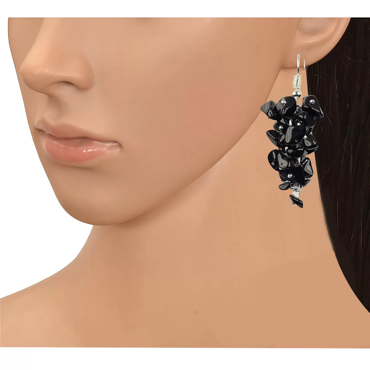 Black Onyx Earrings Natural Chip Beads Earrings for Women, Girls (Black), 2 image