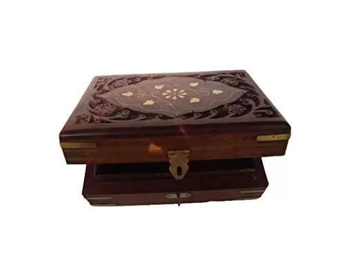 Set of Three Jewellery Boxes with Carving & Brass Work, 2 image