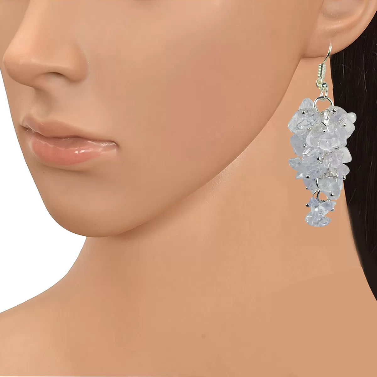 Clear Quartz Earrings Natural Chip Beads Earrings for Women, Girls (White), 2 image