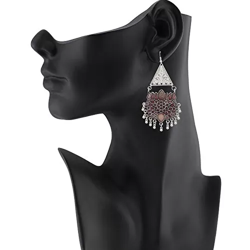 Designer German Silver Earrings for Women, 2 image