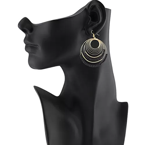 Designer Dangle and Drop Black Beads Earrings for Girls, 2 image