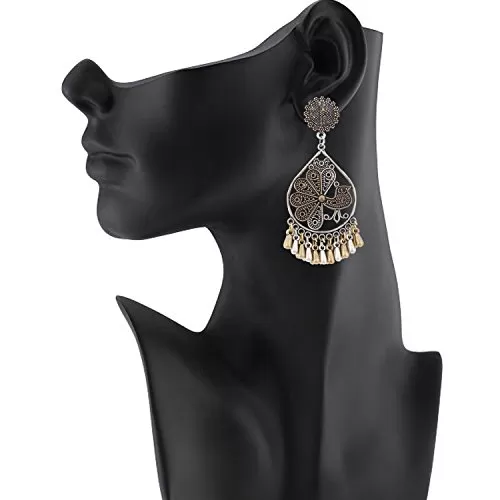 Designer German Silver Afghani Oxidised Earrings for Women, 2 image