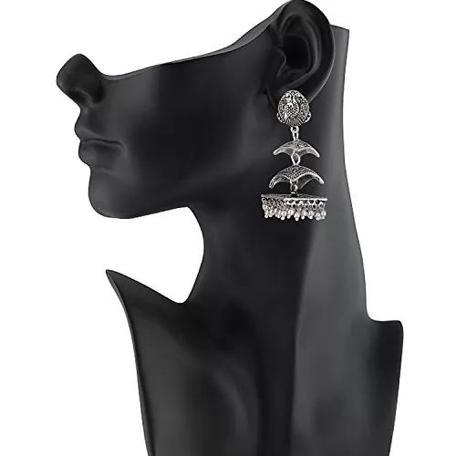 Stylish Oxidised Silver Earrings for Women, 2 image