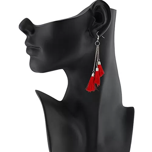Metal Jhumki Earrings for Women & Girls Red, 3 image