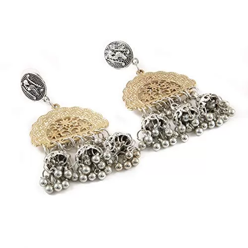 Metal Oxidized Gold Earrings for Women & Girls Gold, 2 image