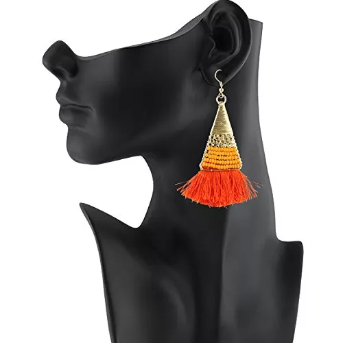 Metal Tassel Earrings for Women & Girls Yellow, 2 image