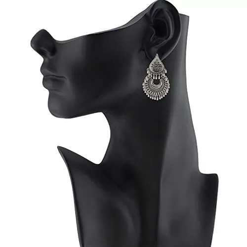 Designer Shlok German Silver Multi Colour Oxidized Afgani Earrings for Women and Girls, 2 image