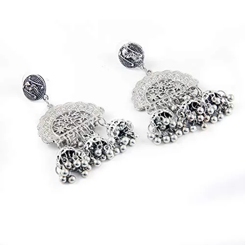 Designer Jhumki Style Silver Oxidized Earrings for Women, 2 image