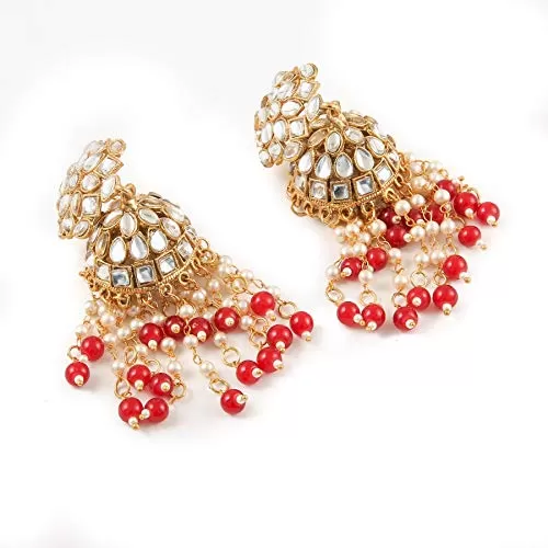 Stylish Traditional Pearl Kundan Jhumki Earrings For Women & Girls, 2 image