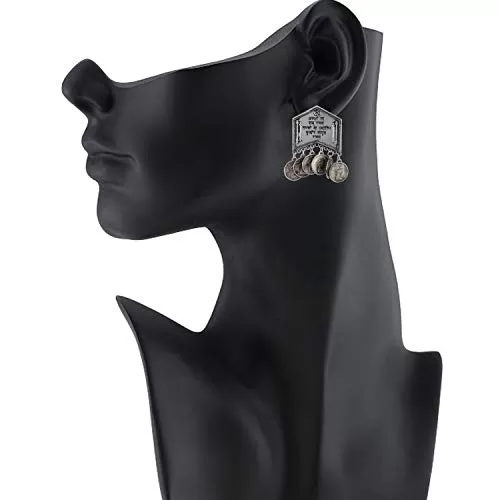 Designer German Silver Oxidized Afgani Earrings for Women and Girls, 2 image