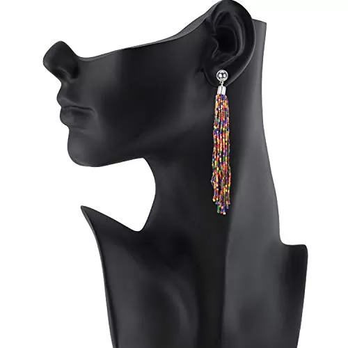 Stylish Multi Colour Crystal Light Weight Hand Made Beads Earrings for Girls & Women, 2 image