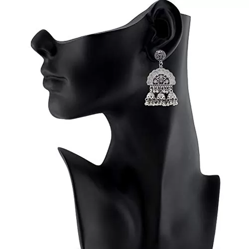 Designer Jhumki Style Silver Oxidized Earrings for Women, 3 image