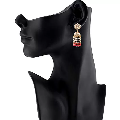 Stylish Traditional Pearl Kundan Jhumki Earrings For Women & Girls, 3 image